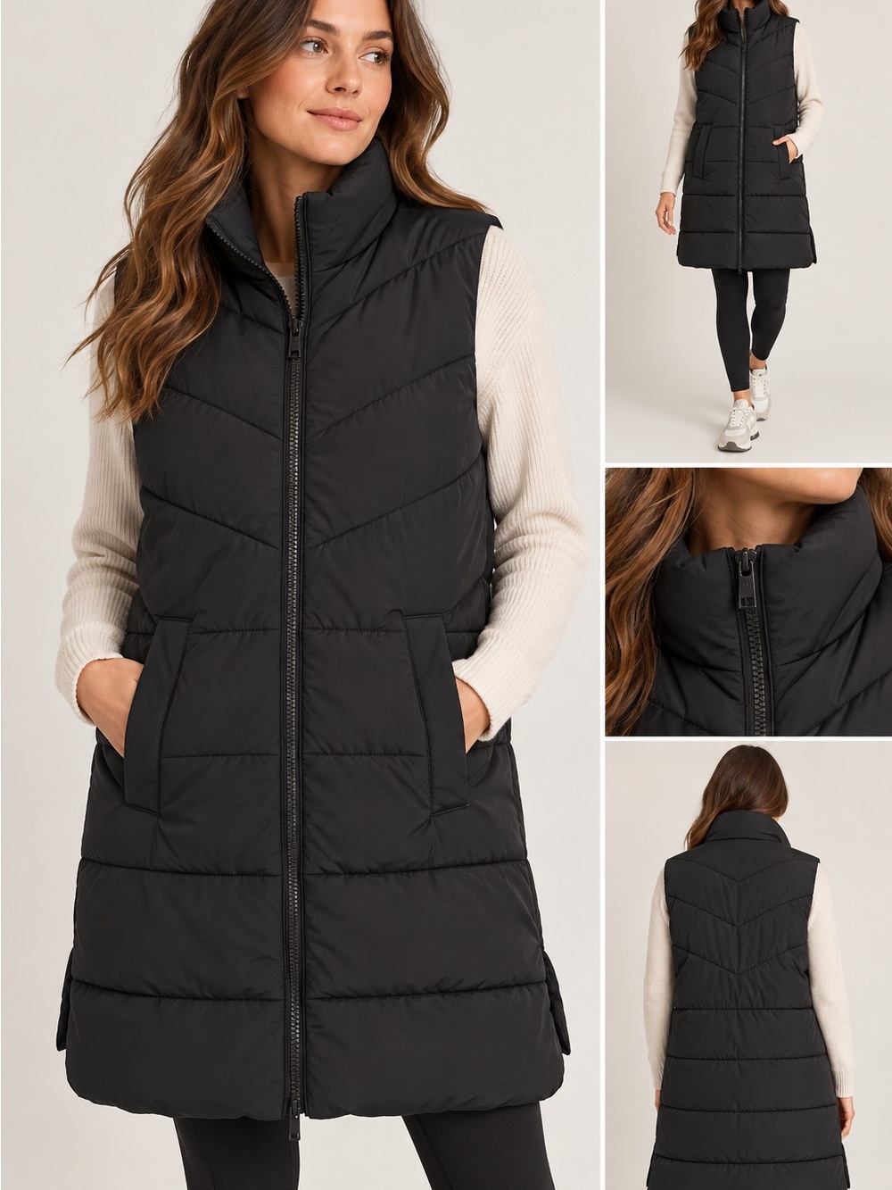 Noisy May Black Quilted Long Puffer Vest